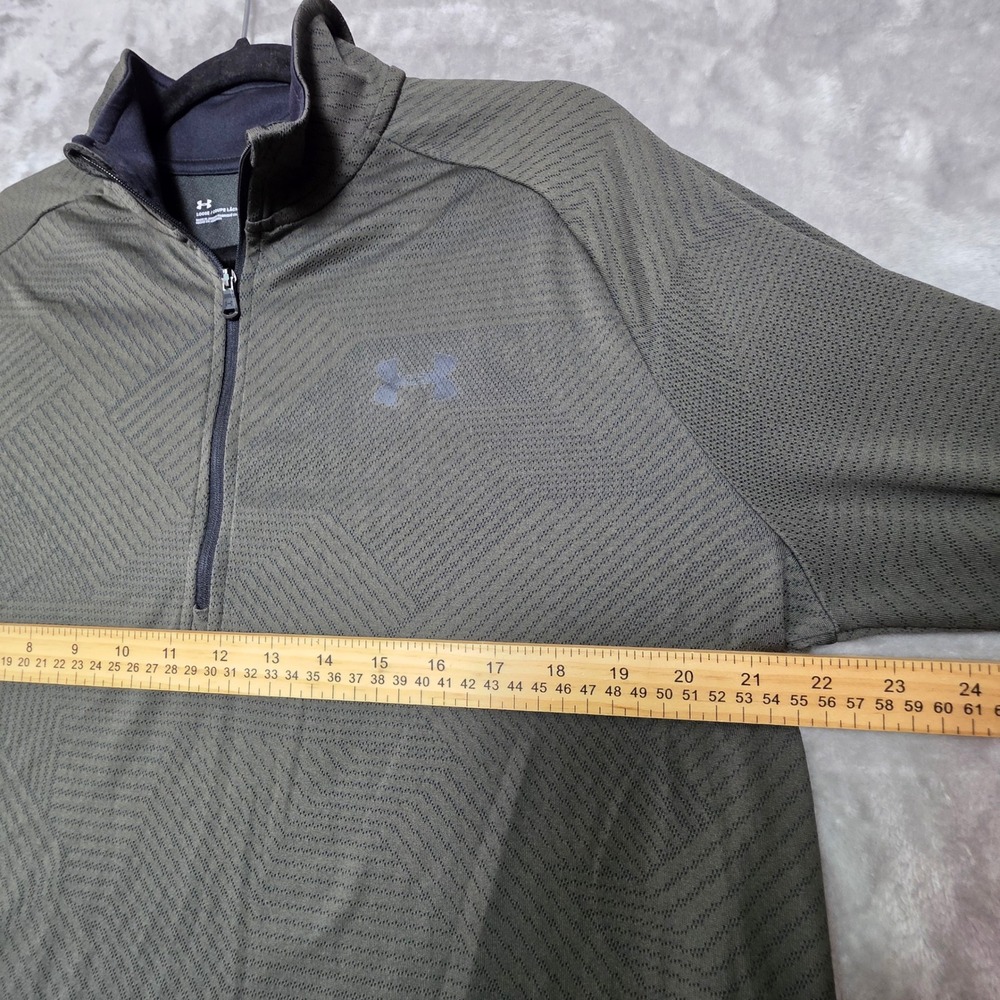 Under Armour Mens HeatGear 1/4 Zip Pullover Green Geometric Texture Large - Picture 5 of 8